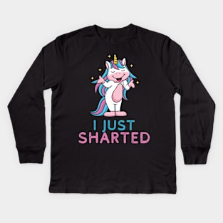 Im a unicorn and I just sharted, sorry! Kids Long Sleeve T-Shirt